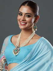 Pearl Polki & AD Stone Parrot Victorian Style Necklaces