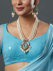 Pearl Polki & AD Stone Parrot Victorian Style Necklaces