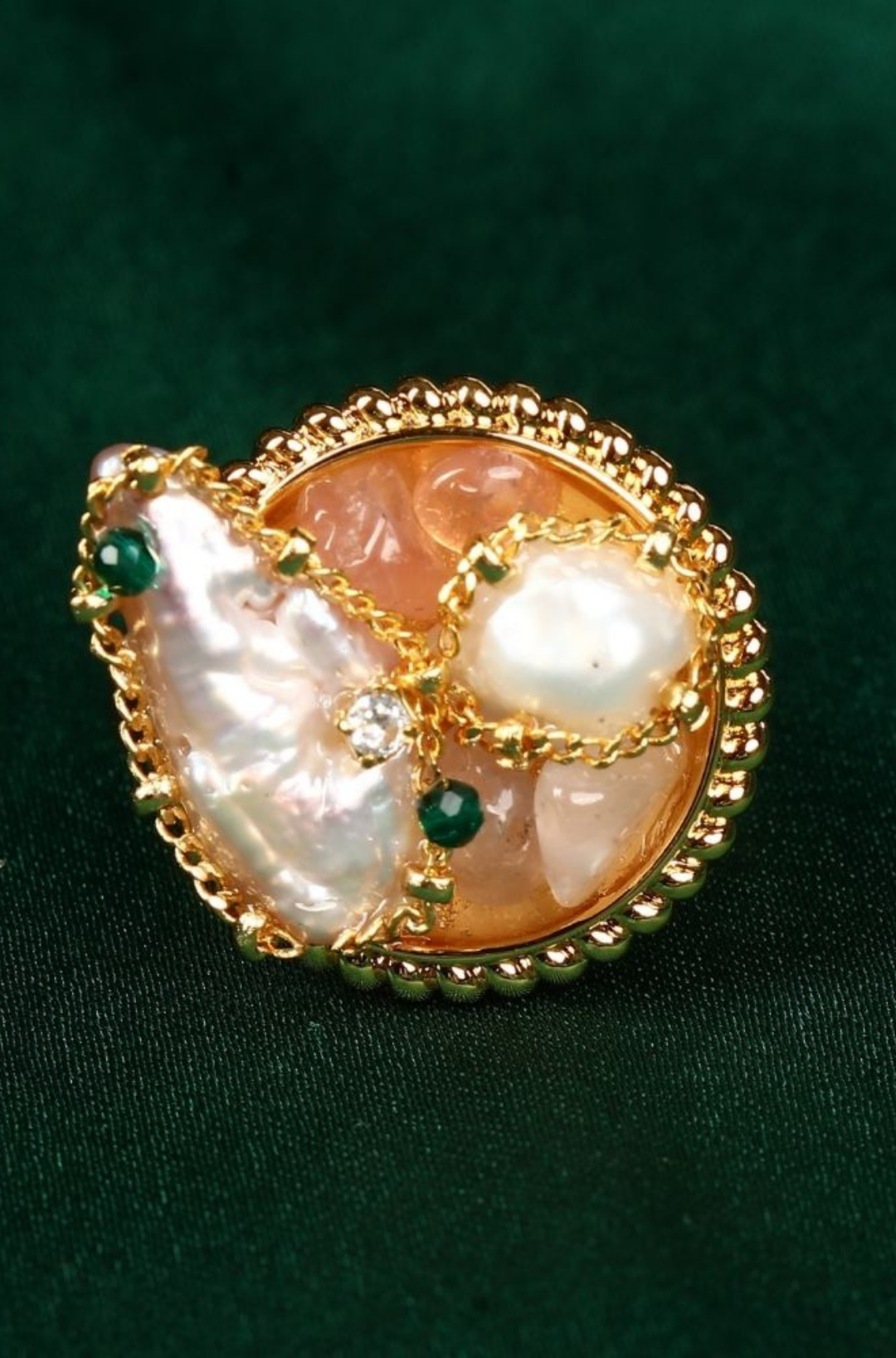 Romantic Baroque Pearl Finger Ring