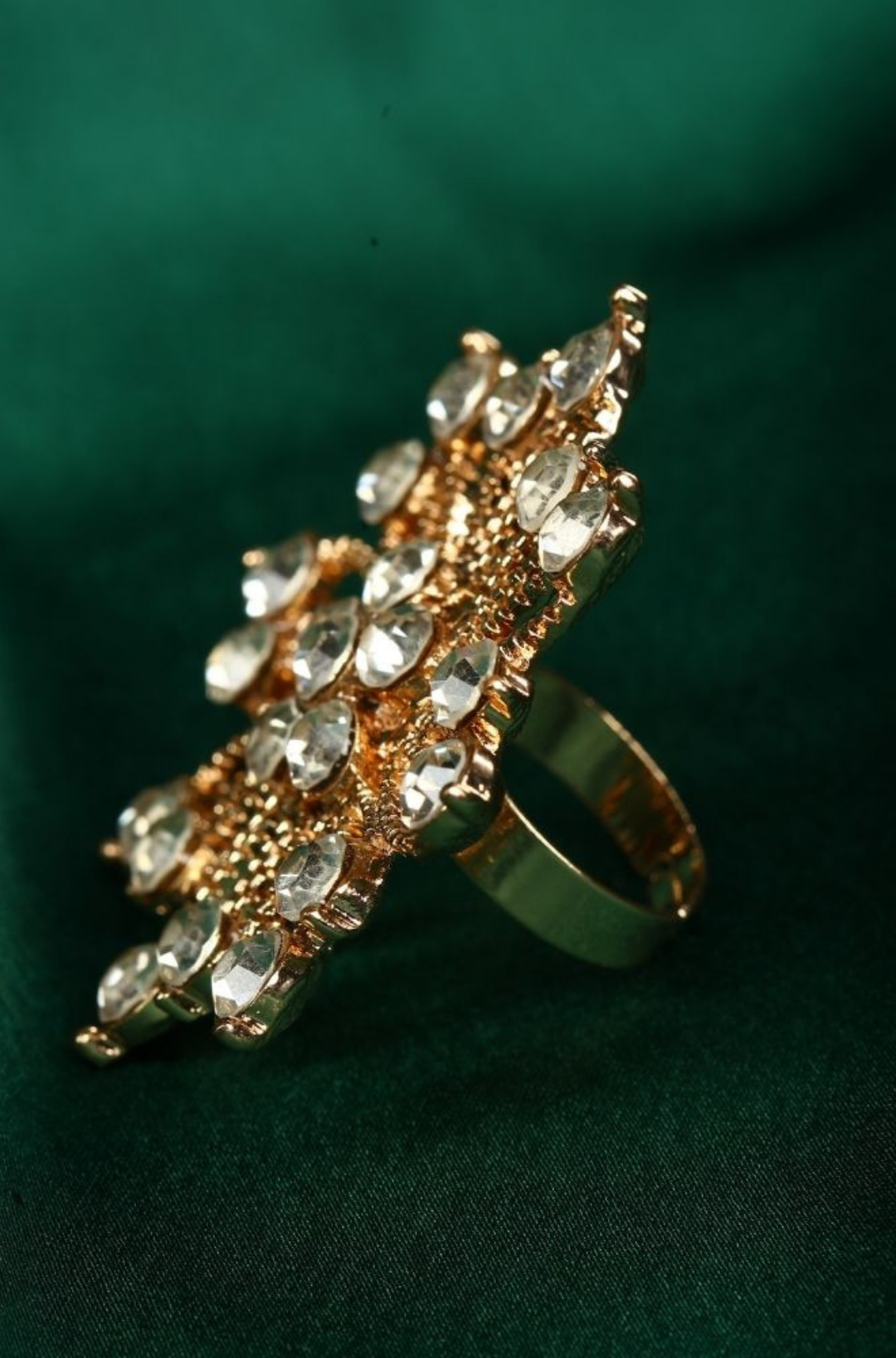 Gold Plated Diamond Studded Finger Ring
