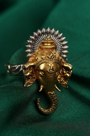 Ganesh Ji Oxidized Finger Ring