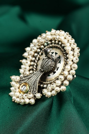 Silver Peacock Design Antique Oxidized Adjustable Finger Ring