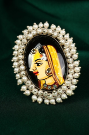 Hand Painted Radha Antique Oxidized Finger Ring