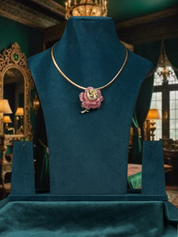 Pink Verdant Rose Vine Pendant with Chain