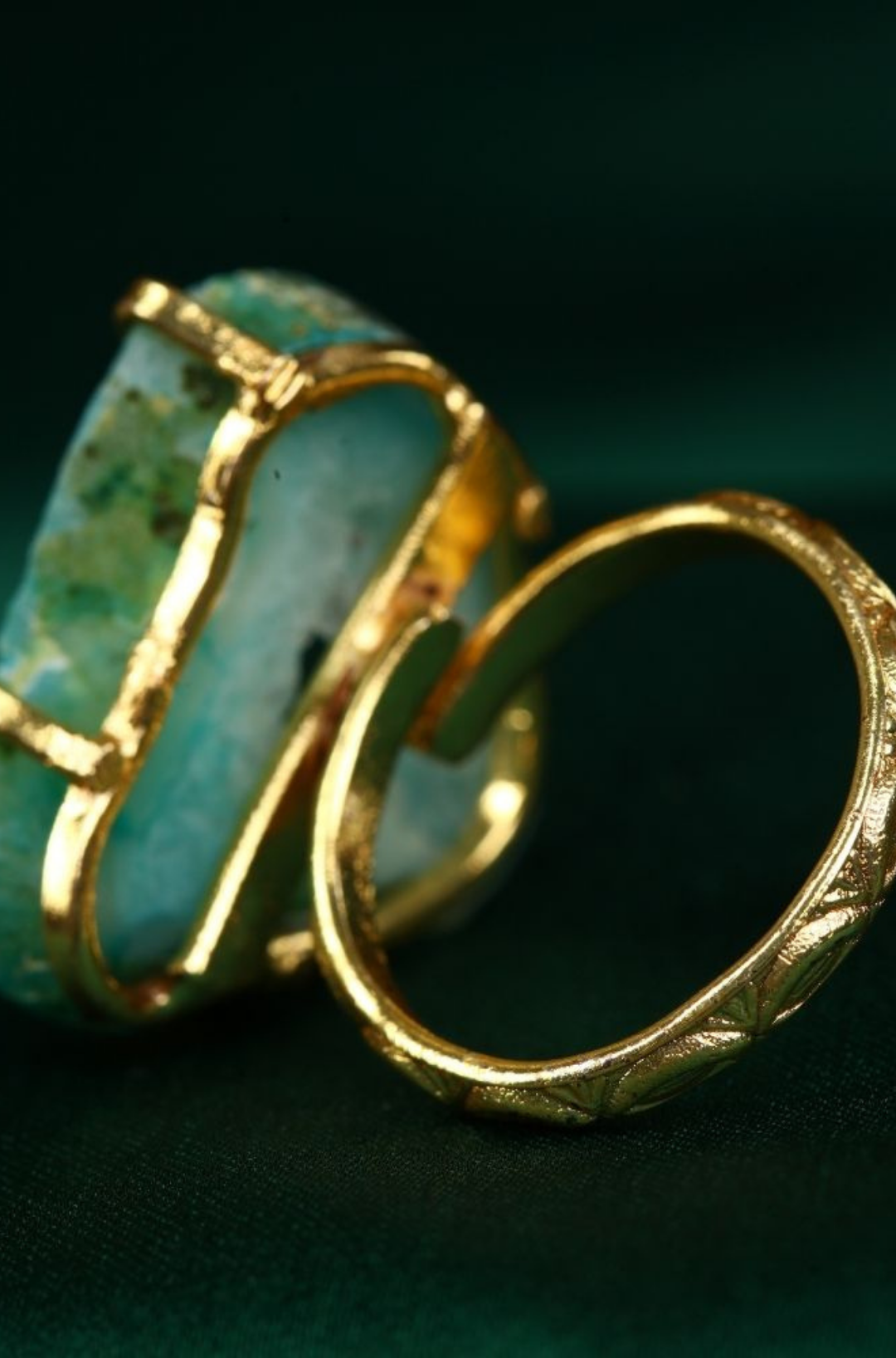 Polished Agatized Fossil Slice Stone Ring