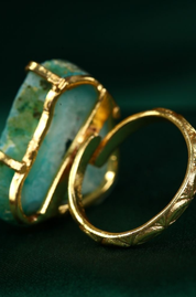 Polished Agatized Fossil Slice Stone Ring