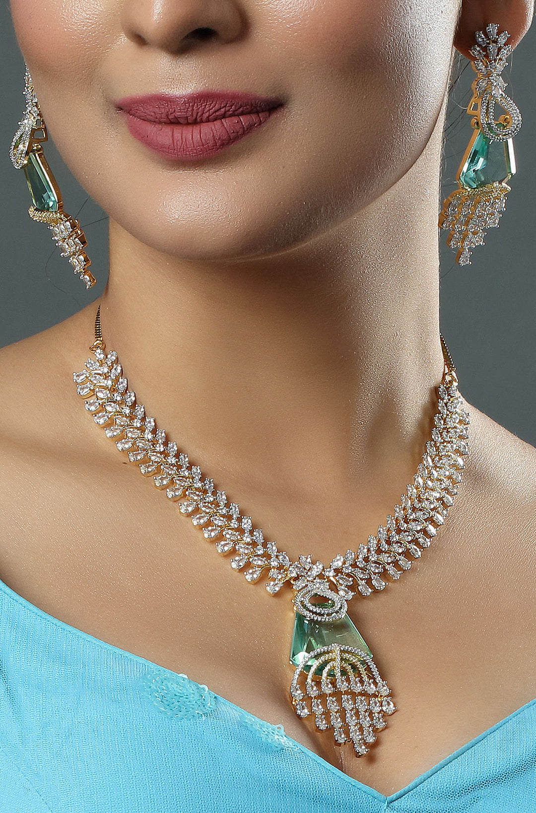 Gold Plated Cubic Zirconia Stone Necklace