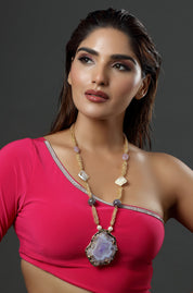 The Lavender Geode Lariat Necklace