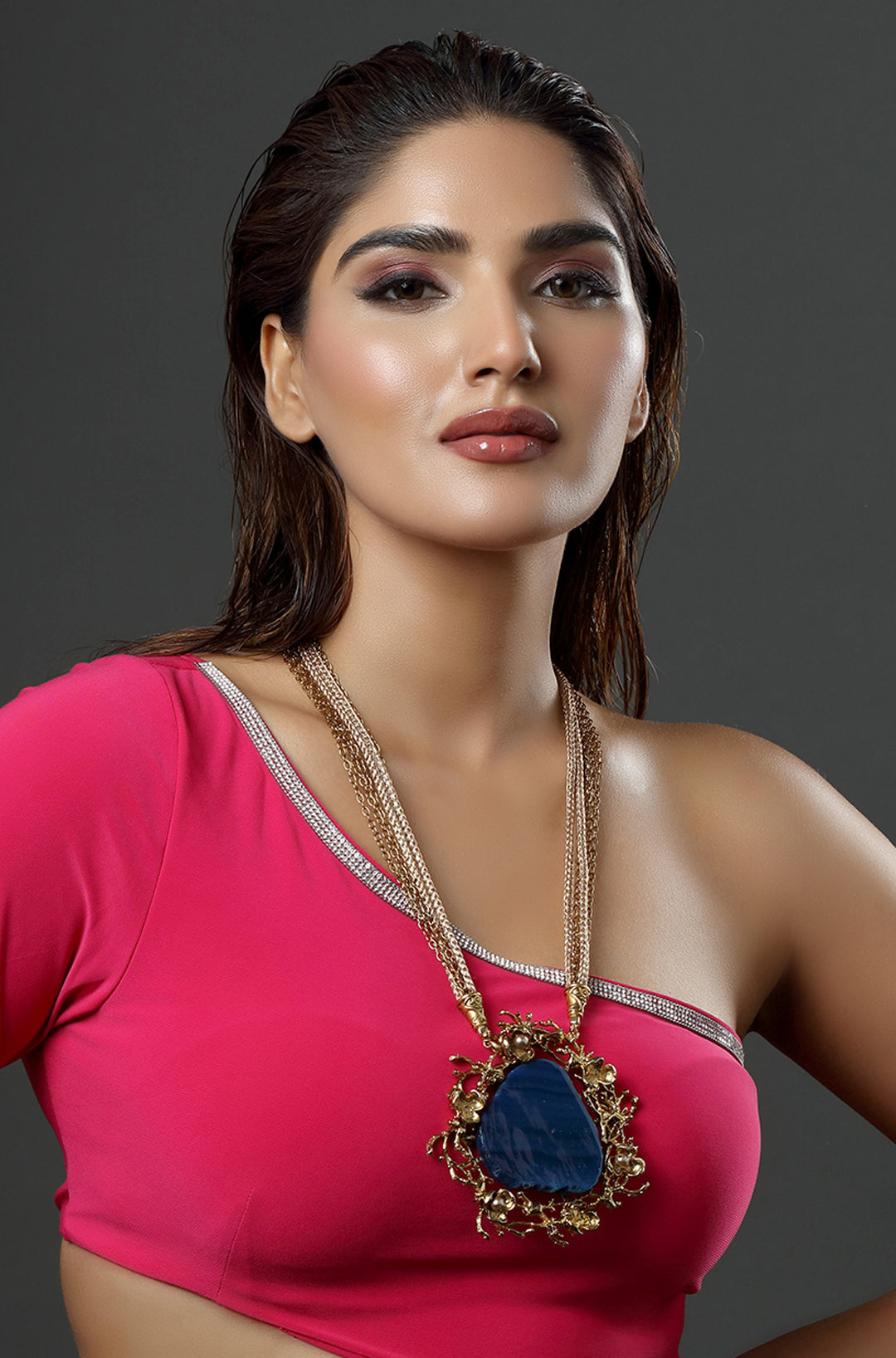 Indigo Agate Aura Necklace