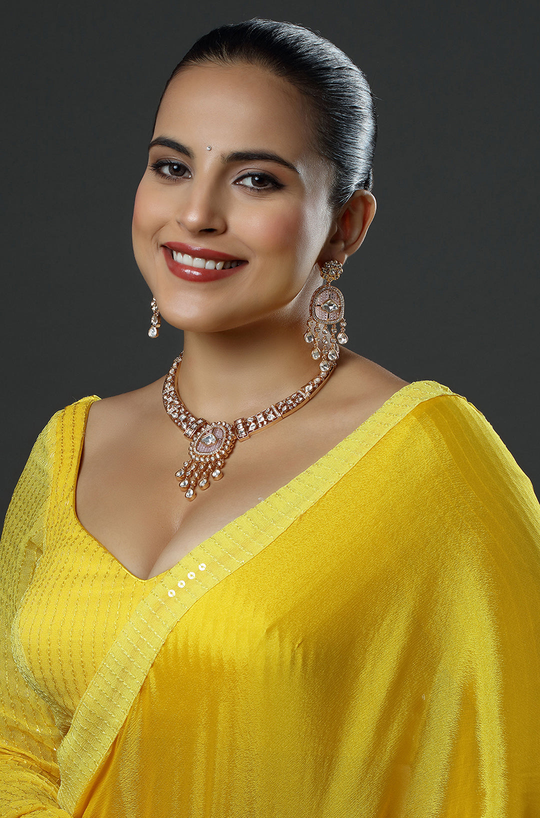 Rose Gold Finish Zircon Choker Necklace