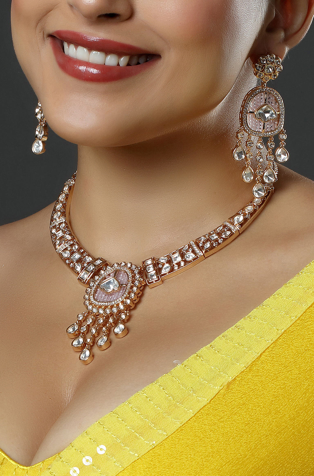 Rose Gold Finish Zircon Choker Necklace