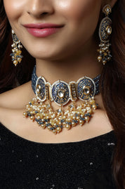 Royal Indigo Pearl Ensemble Necklace