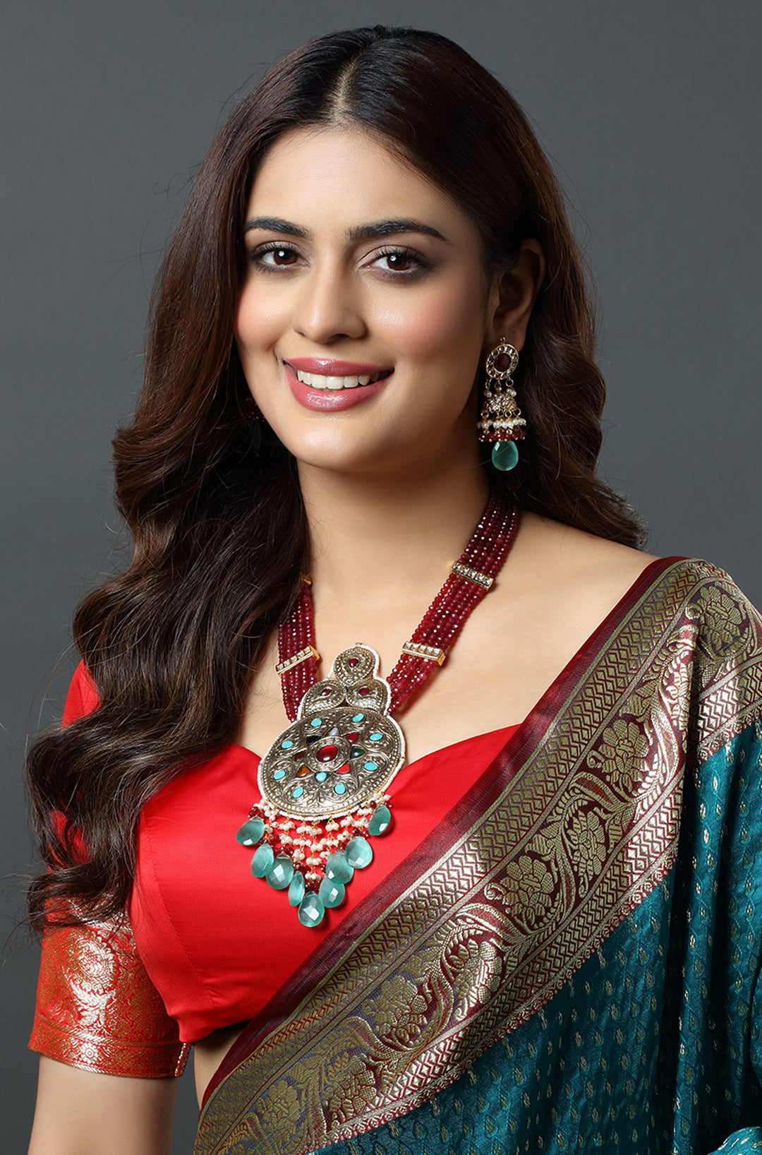Ruby Cascade Peacock Grandeur Necklace