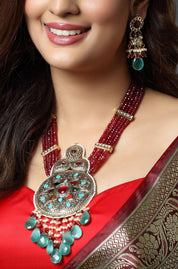 Ruby Cascade Peacock Grandeur Necklace