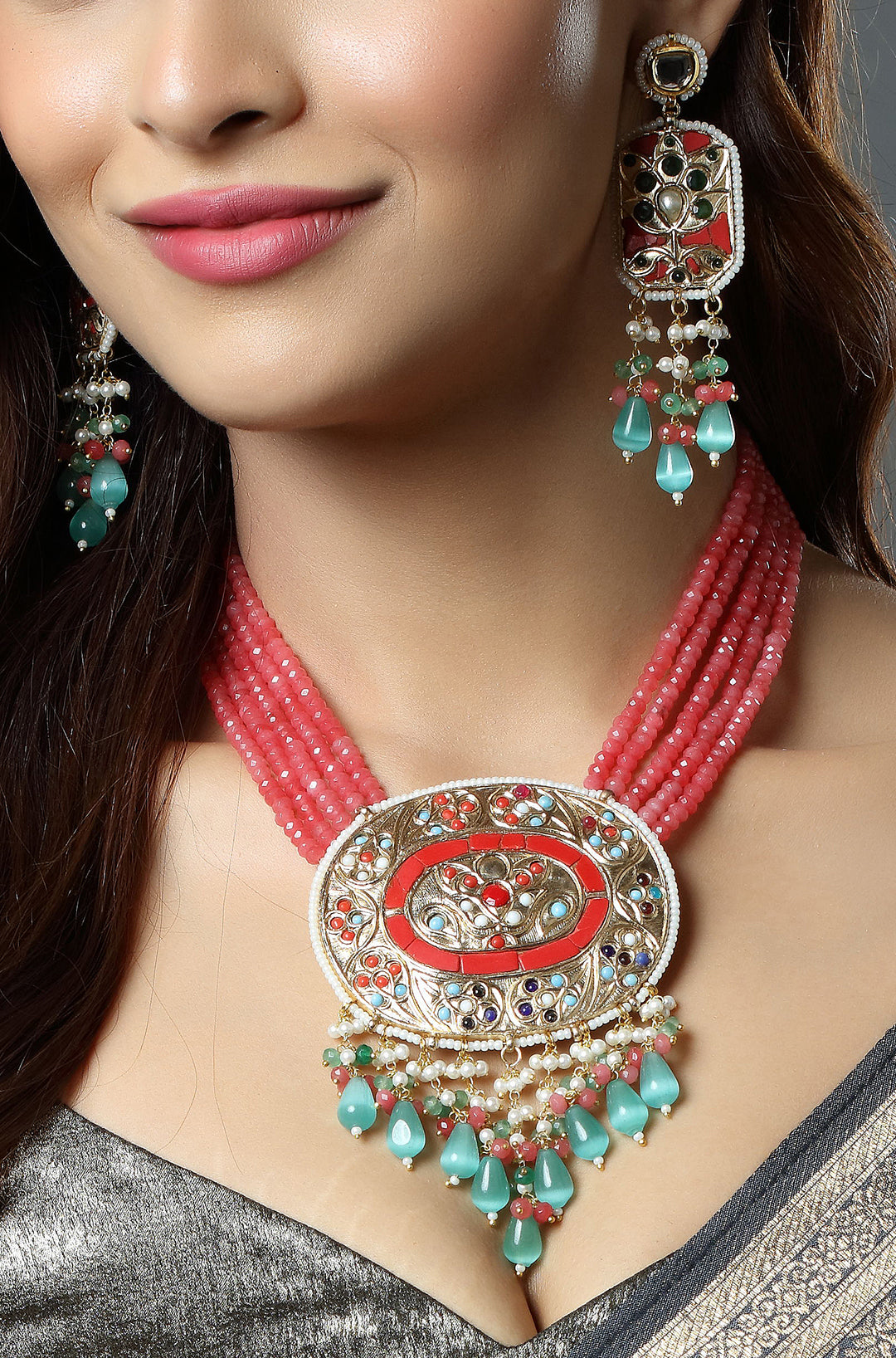 Scarlet Dewdrop Statement Necklace