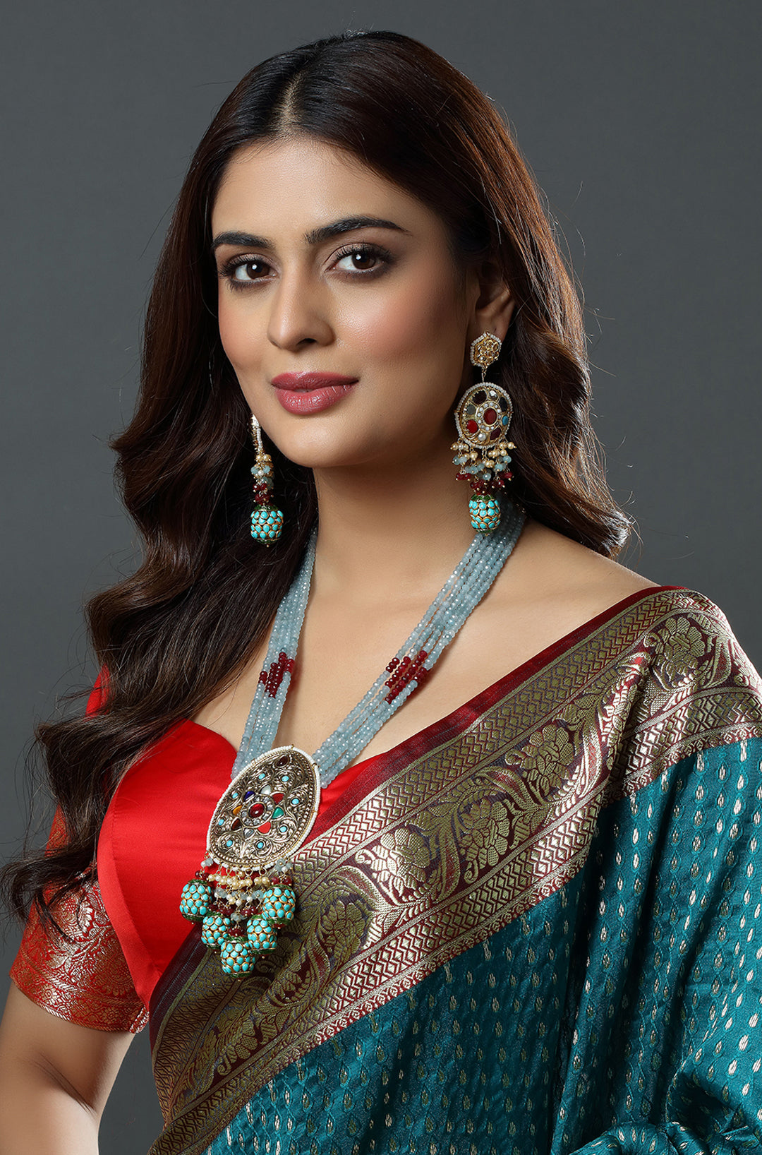 Mehfil Mystic Turquoise Embellished Heritage Ensemble Necklace