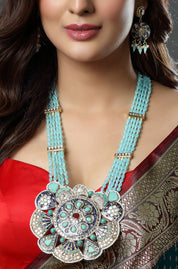 Vintage Sapphire Floral Statement Necklace