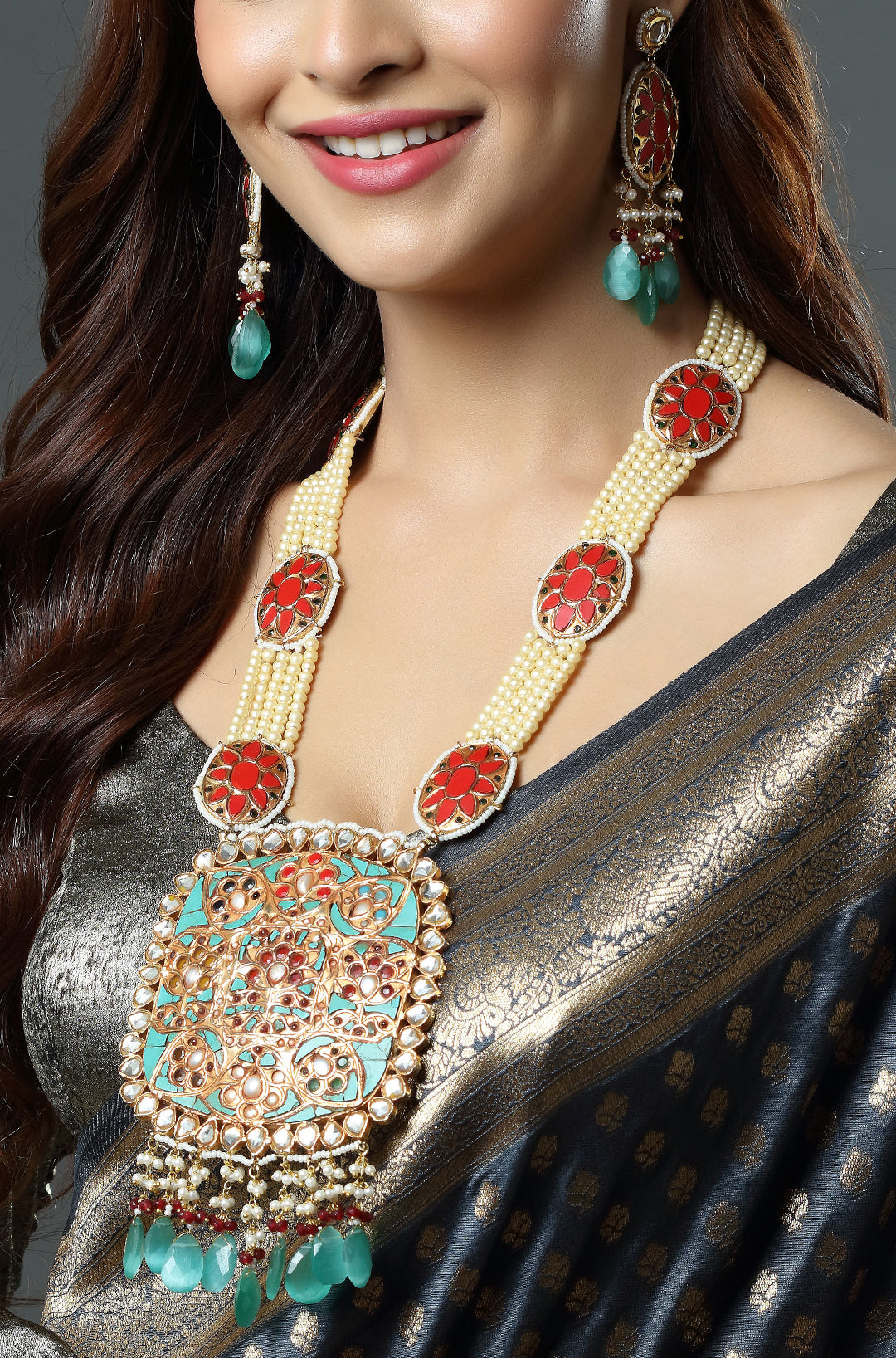 Regal Pearl & Turquoise Heritage Necklace