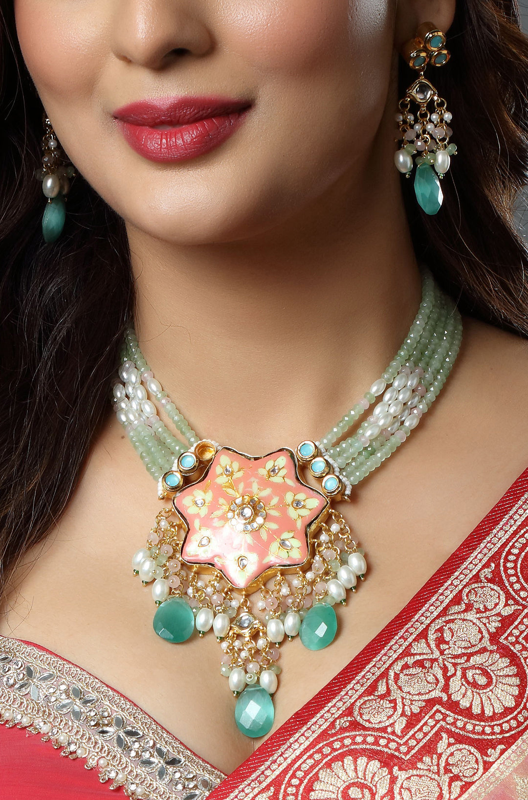 Star Blossom Enamel Hasli Necklace