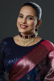 Maharani's Maroon Charm Reign Choker Necklace
