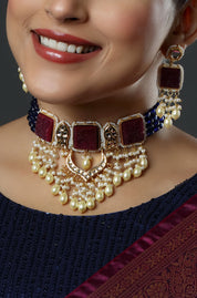Maharani's Maroon Charm Reign Choker Necklace