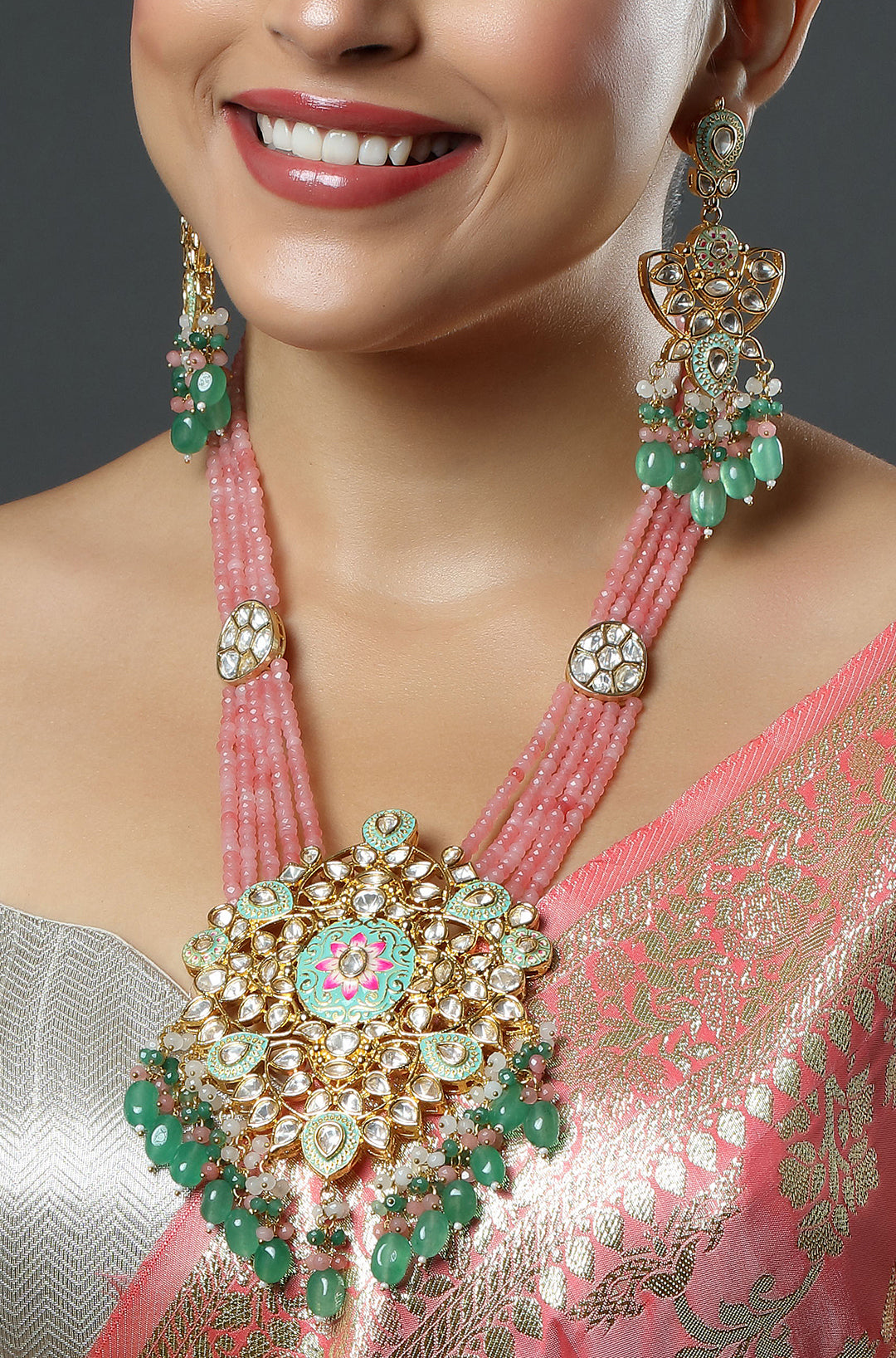 Rose Quartz Grandeur Ensemble Necklace