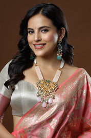The Rose Petal Kundan Cascade Necklace
