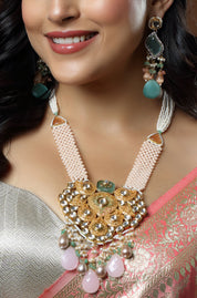The Rose Petal Kundan Cascade Necklace