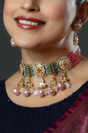 The Rosy Mint Mughal Choker Necklace