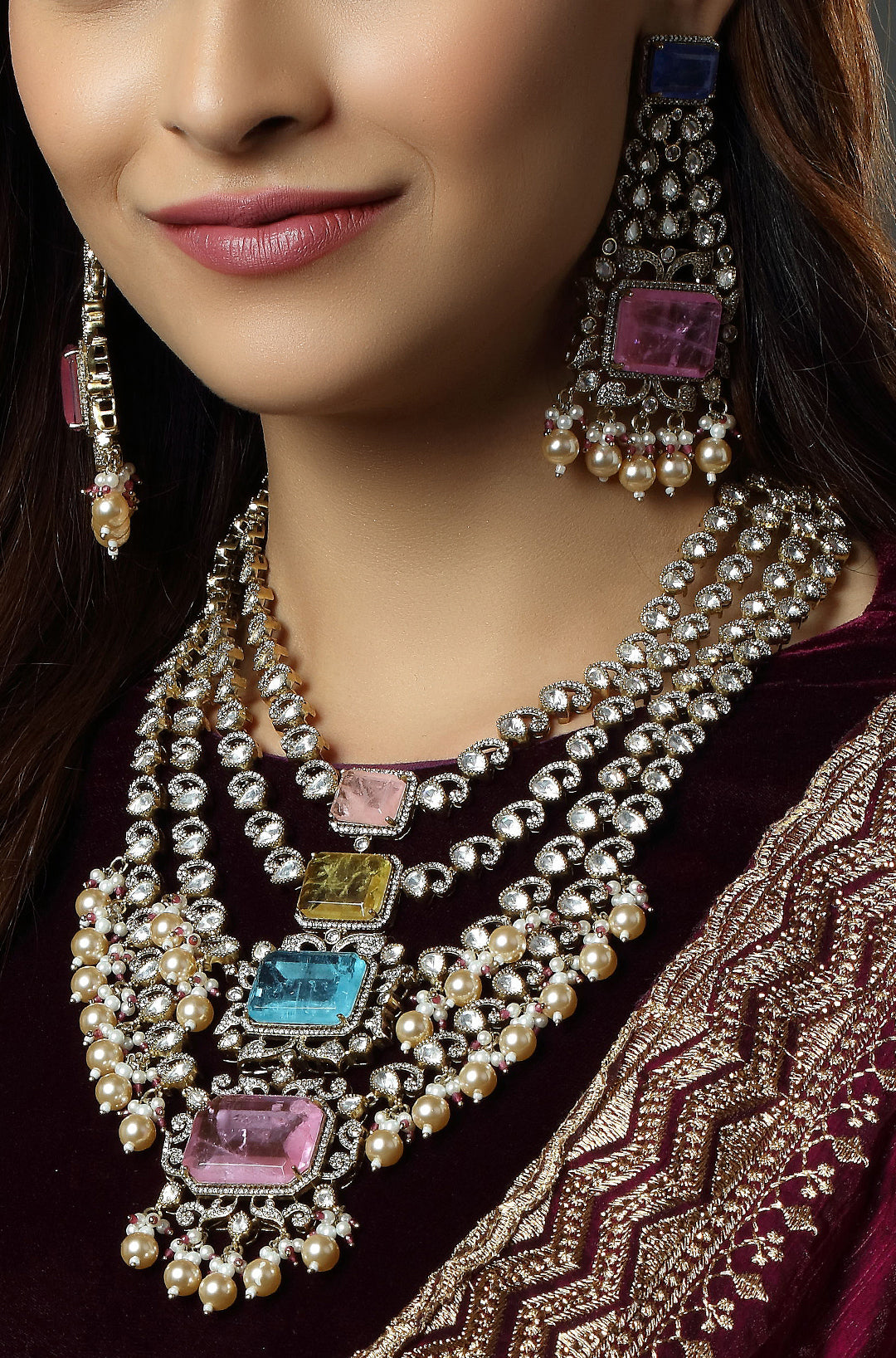 Pastel Mughal Cascade Necklace