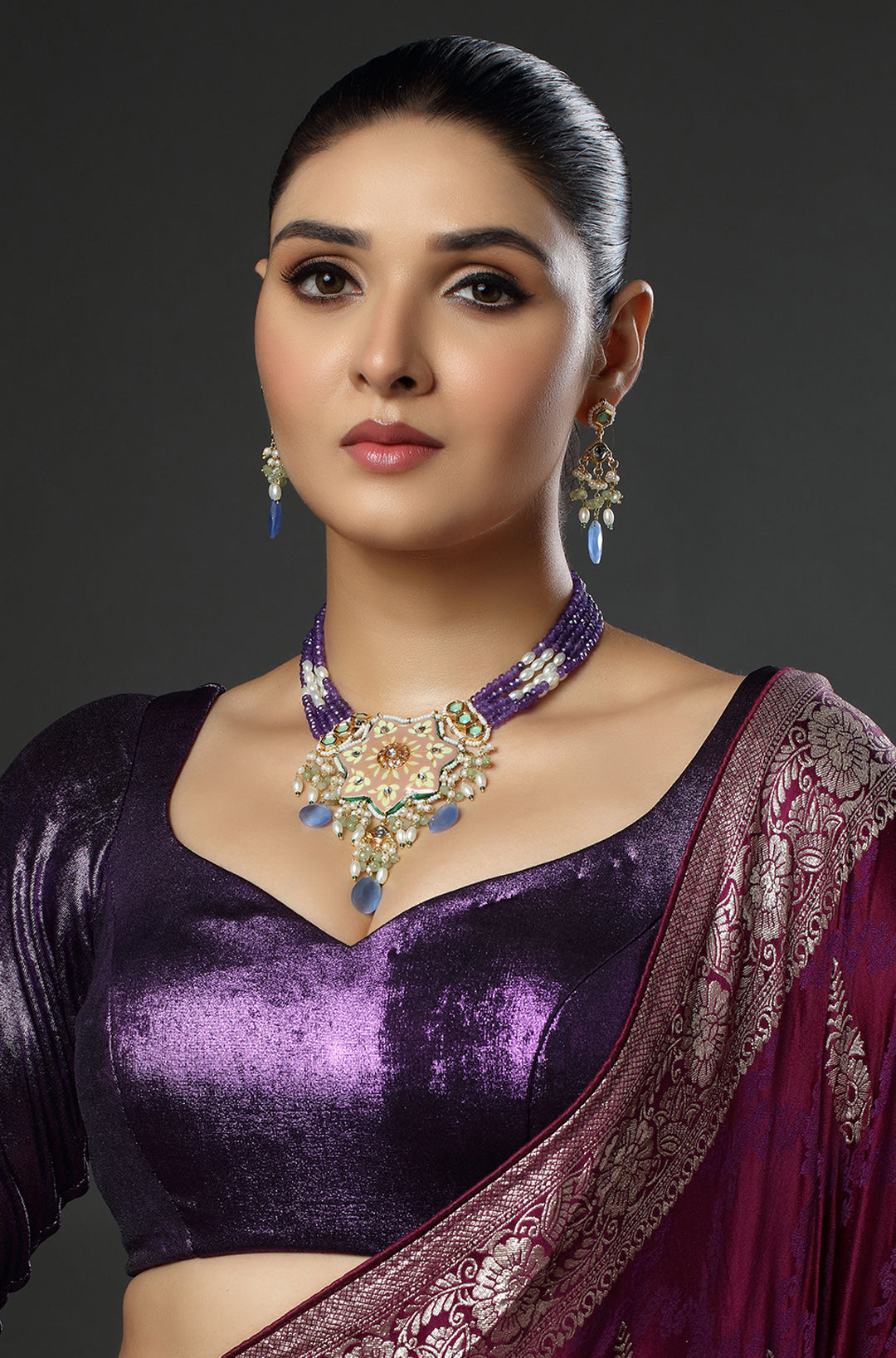Mewari Lilac Ensemble Necklace
