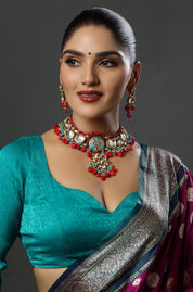 The Coral Sunset Kundan Choker Necklace
