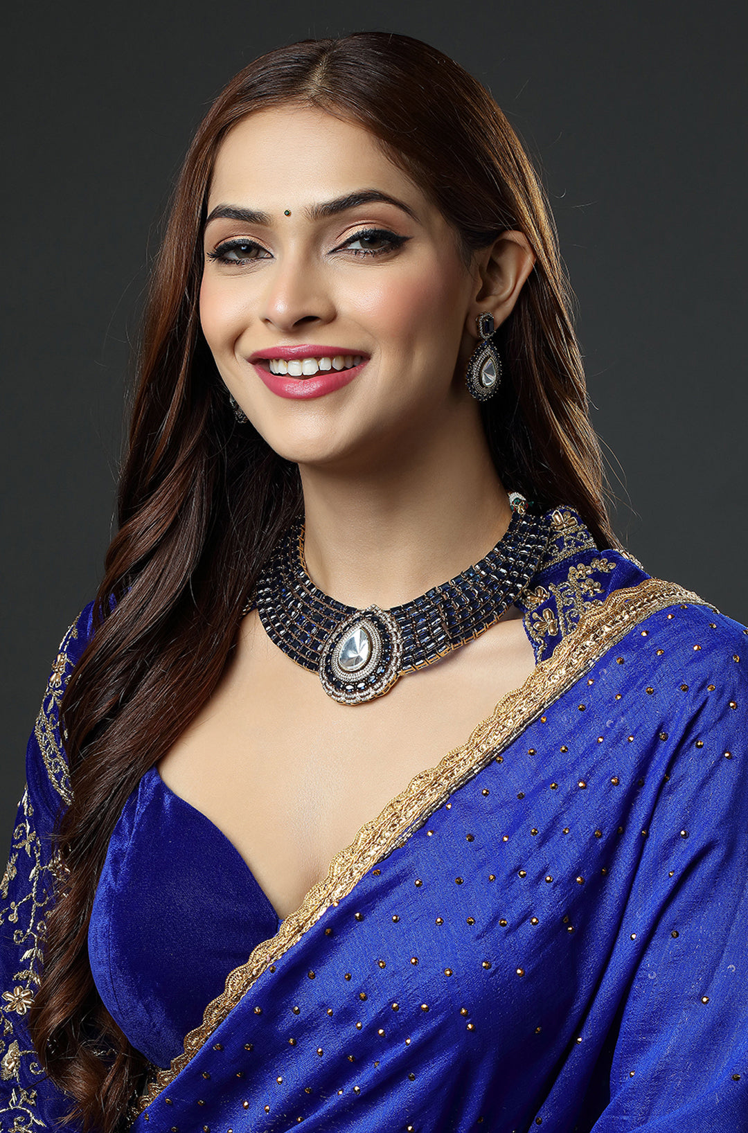 Midnight Sapphire Choker Necklace Set