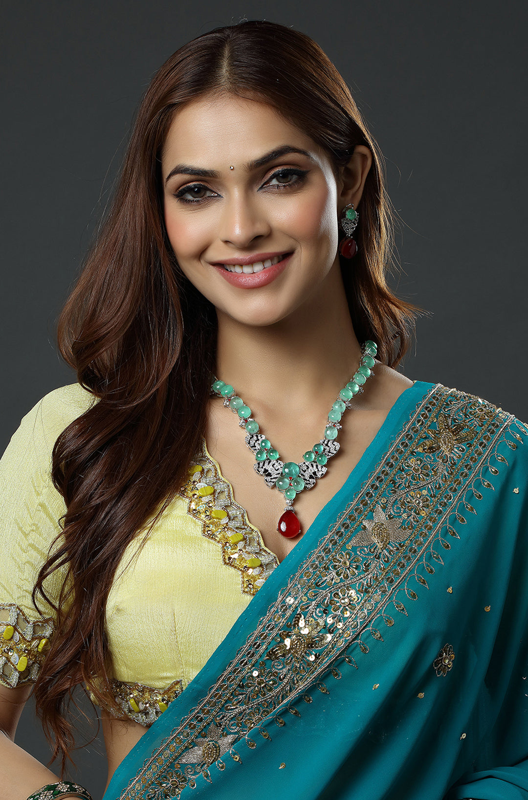 Serene Jewel Droplet Necklace