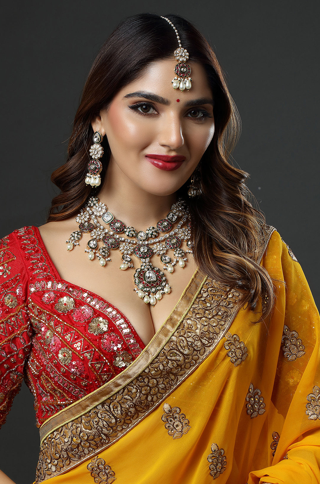 Crimson Elegance Ensemble Necklace