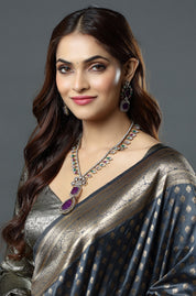 Gold-Plated Purple Zirconia Necklace