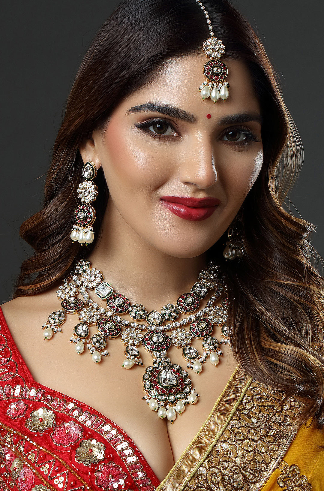Crimson Elegance Ensemble Necklace