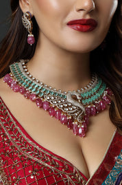 Fuchsia Peacock Grandeur Necklace