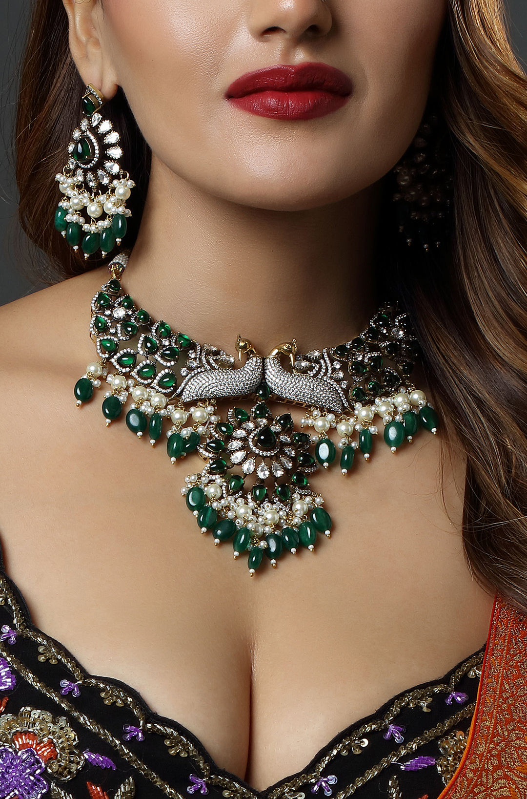 Emerald Peacock Grandeur Necklace