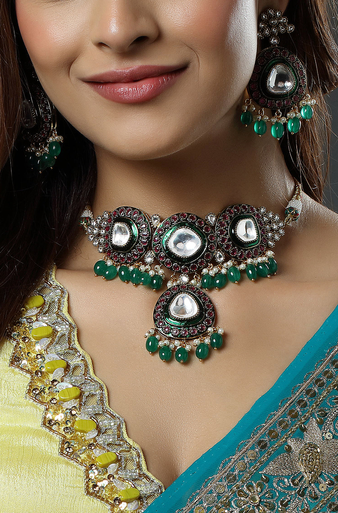 Emerald Mughal Choker Necklace