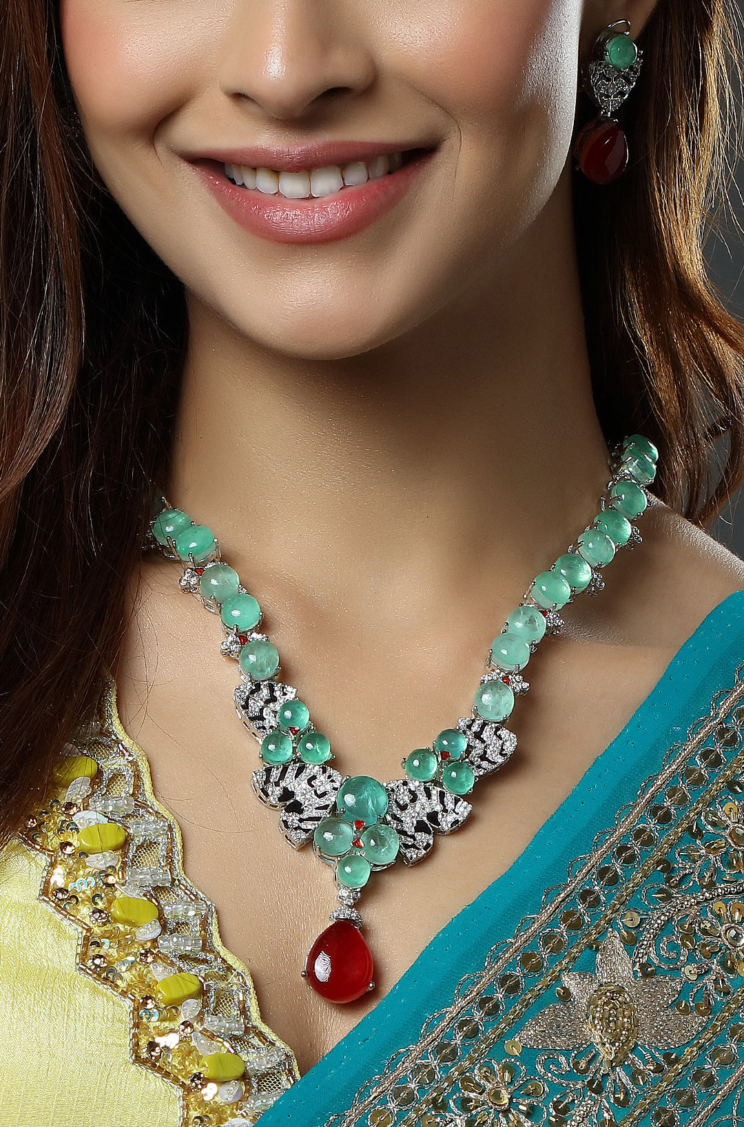 Serene Jewel Droplet Necklace