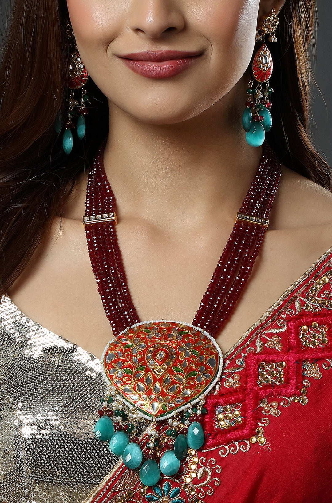 Crimson Turquoise Grandeur Necklace