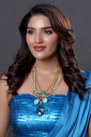 Long Diamond Necklace with Gemstone