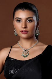 Designer Peacock Style Diamond Necklace Set