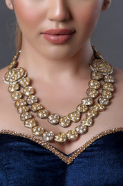 Gold Plated Kundan Layered Necklace