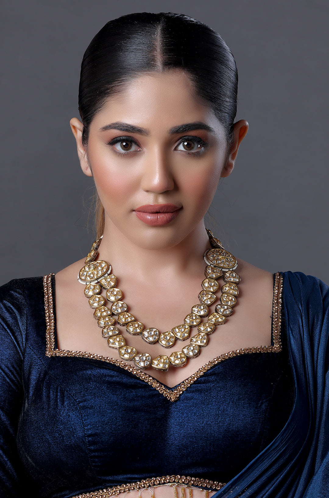 Gold Plated Kundan Layered Necklace