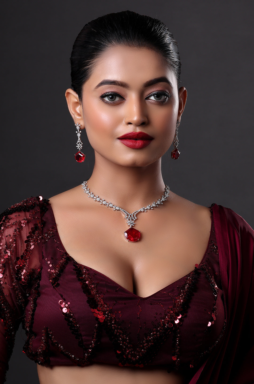 Sparkling & Radiant Ruby Red Necklace
