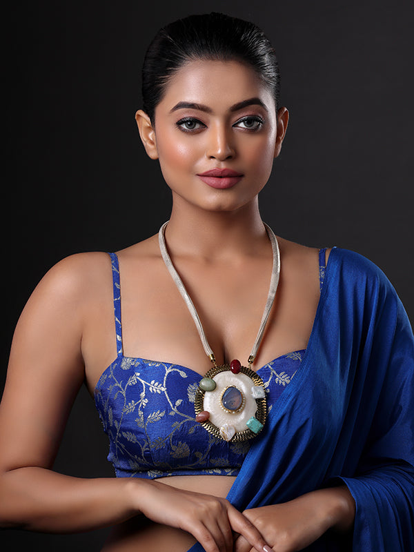 Textured Bezel Natural Stone Necklace