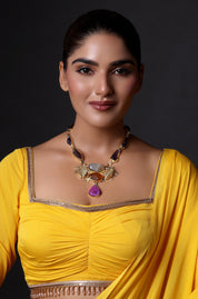 Gold Finish Amethyst Stone Necklace