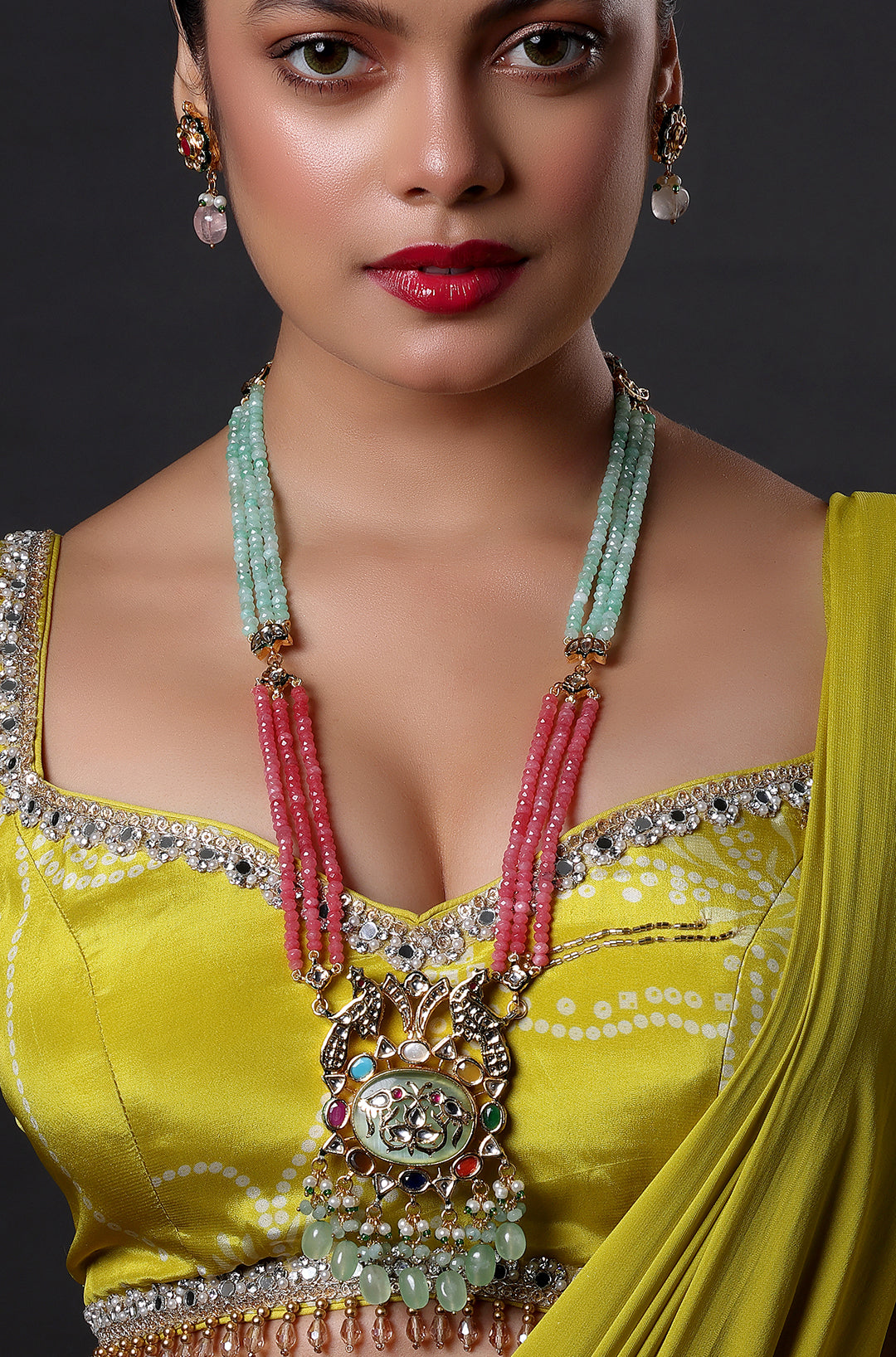 Stunning Pink And Green Necklace